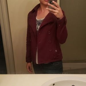Wet Seal Dark Magenta Pea Coat (Jacket, Blazer)